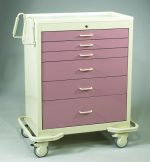 Wide Medical Carts - 6 Drawer Key Lock Cart